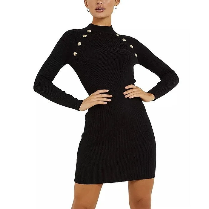 Women's Casual Festival Solid Color Dresses-QUIZ Women's Embellished Bodycon Dress Black Size 12