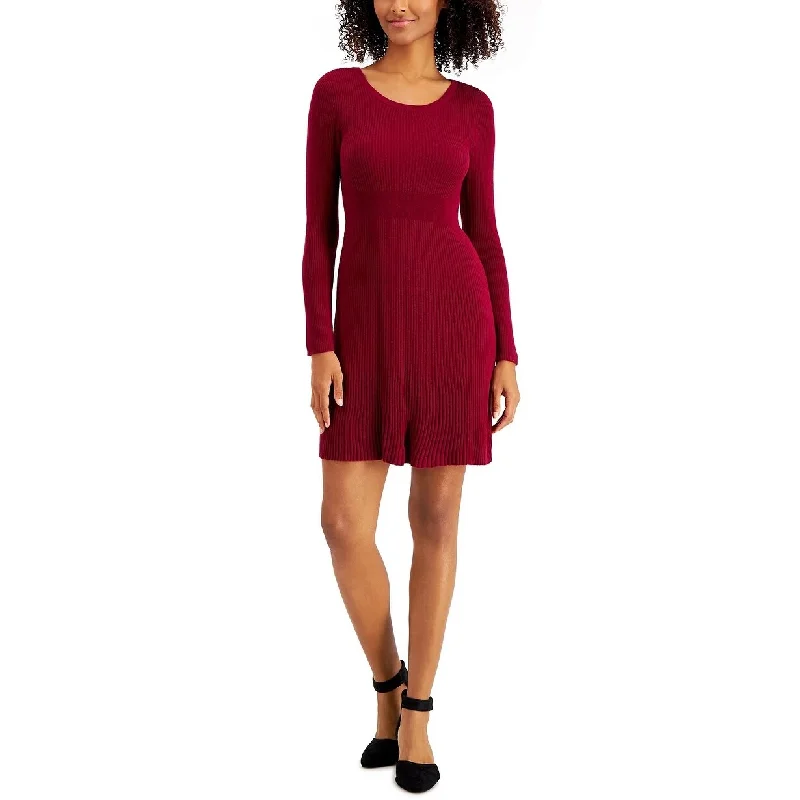 Women's Casual Sequin Dresses-Style & Co Women's Ribbed Sweater Dress Red Size Large