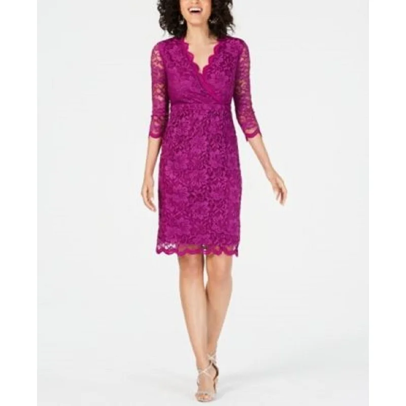 Women's Casual Puff Sleeve Dresses-Thalia Sodi Women's Lace Sheath Dress Dark Purple Size Extra Small - X-Small