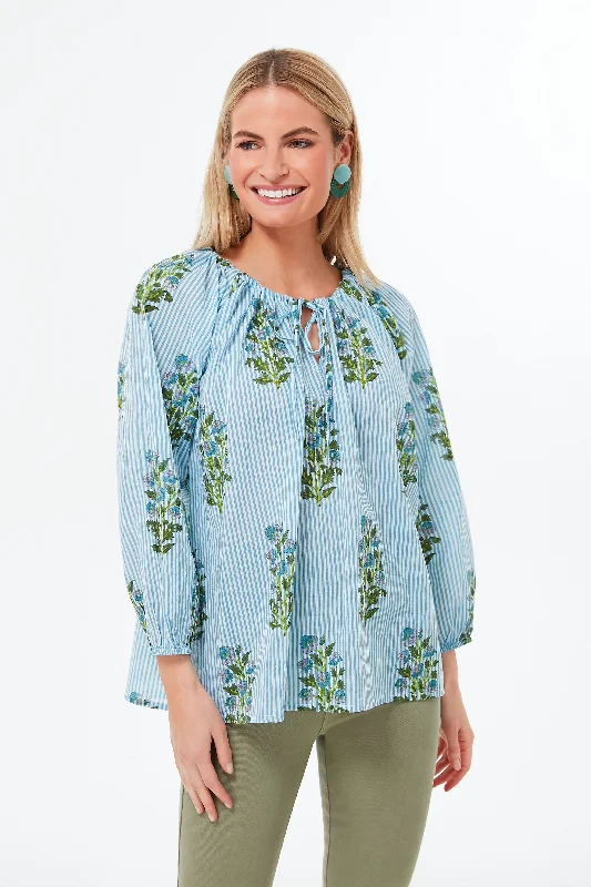 Cornflower Blue Aneeza Print and Thin Stripe Ida Top