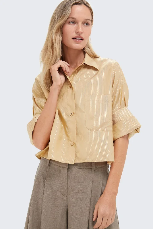 Goldenrod and Gold Silk Voile Stripe Next Ex Shirt