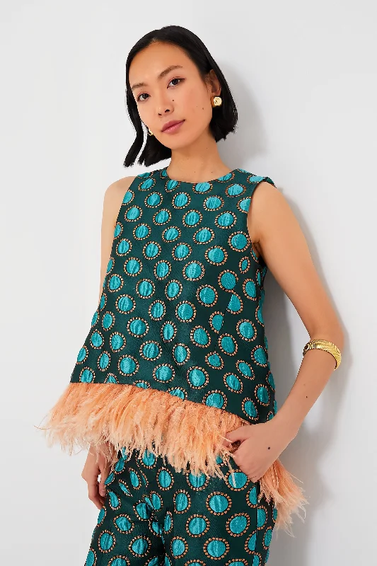 Jacquard Winter Sun La Scala Top with Feathers