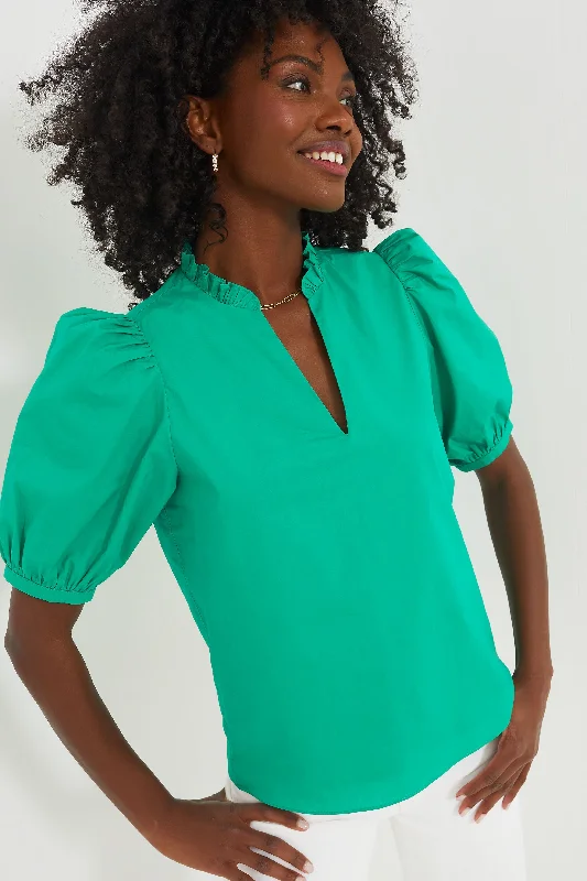 Kelly Green Ruffle Leigh Blouse