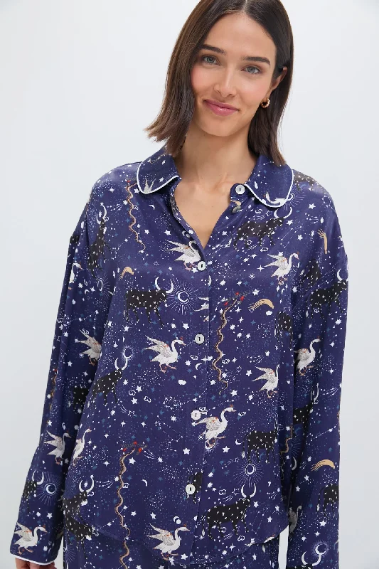 Navy Mystic Print Pastelle Oversized Shirt