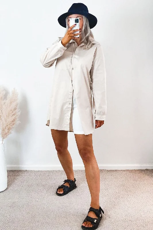 Stone Oversized Shirt Dress - Chelby