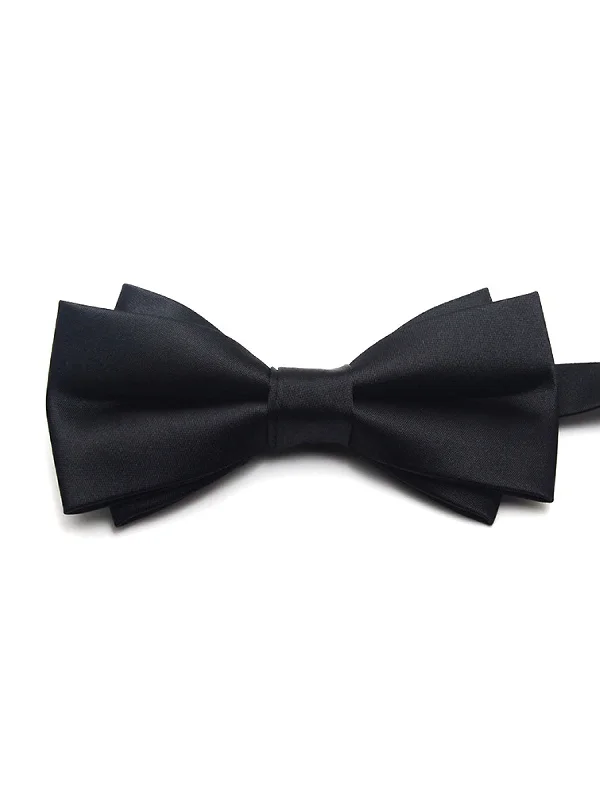 Women's Asymmetrical T-Shirts-Bow Tie - Black Plain