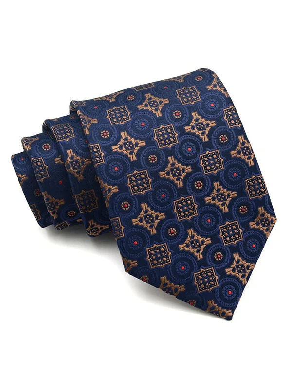 Women's Summer T-Shirts-Diamond Medallion Tie - Navy Blue