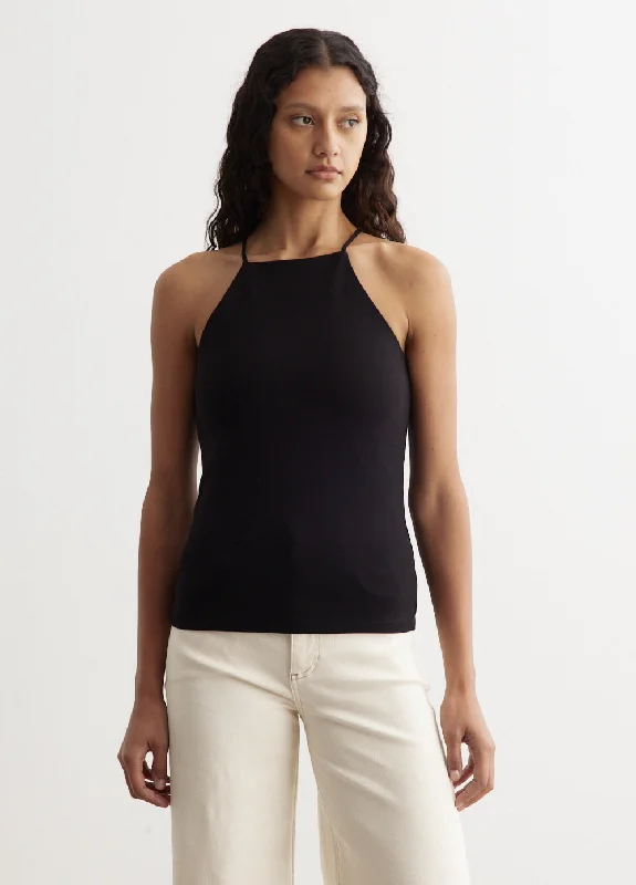 Women's Bow Detail T-Shirts-Irina High Neck Tank