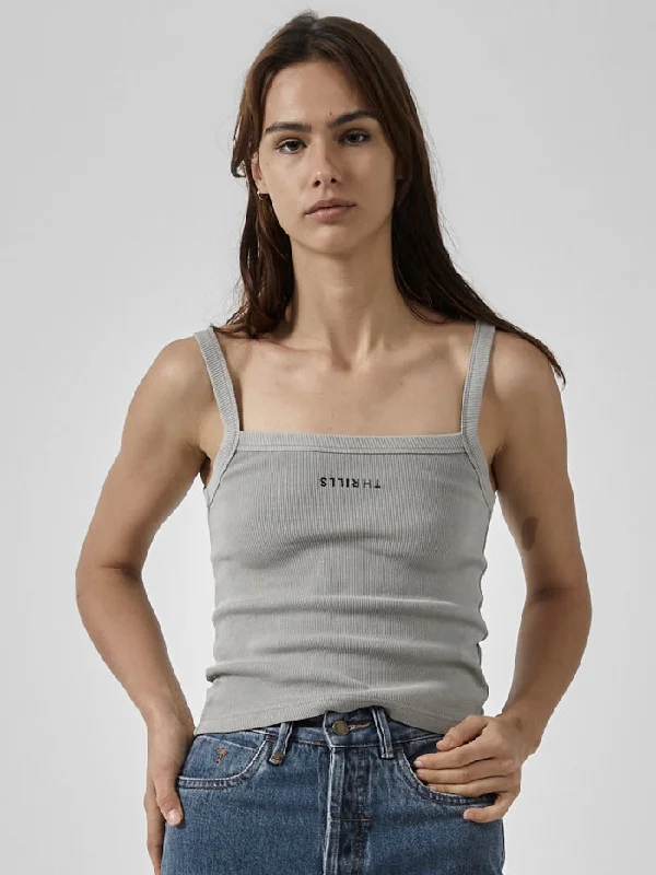 Women's Sweetheart Neck T-Shirts-Minimal Thrills Rib Singlet - Fog