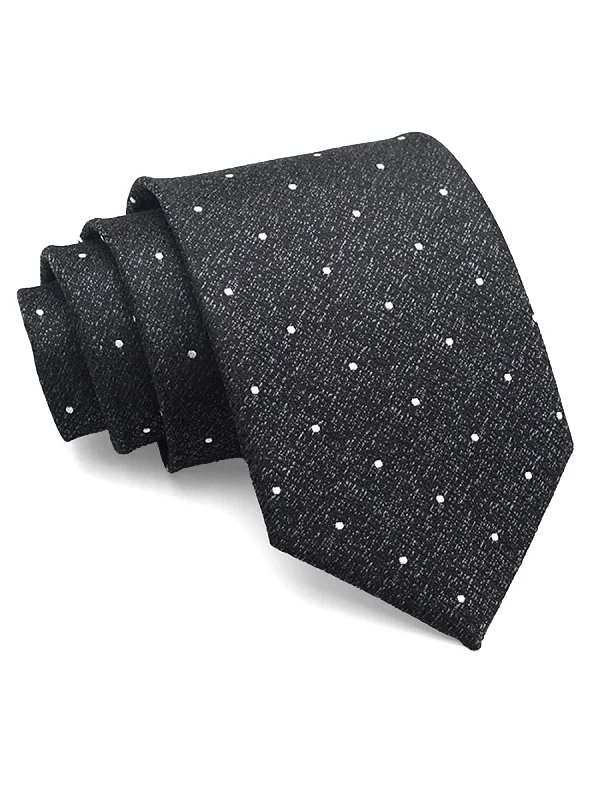 Women's Activewear T-Shirts-Polka Dot Tie - Black with Indigo Textured