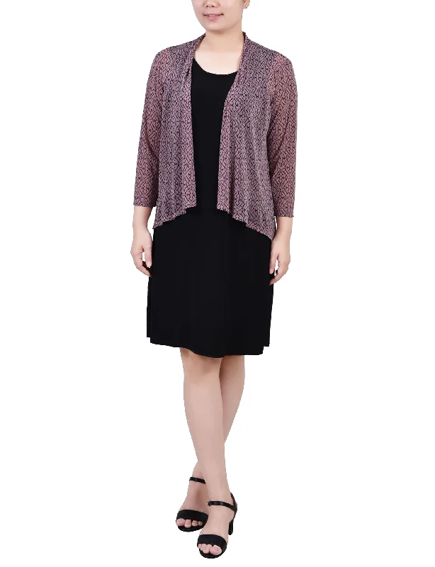 Women's Waterproof Cardigans-Petite Cardigan And Dress Set