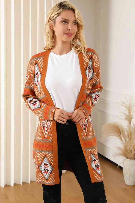 Women's Soft Cardigans-Printed Long Sleeve Cardigan