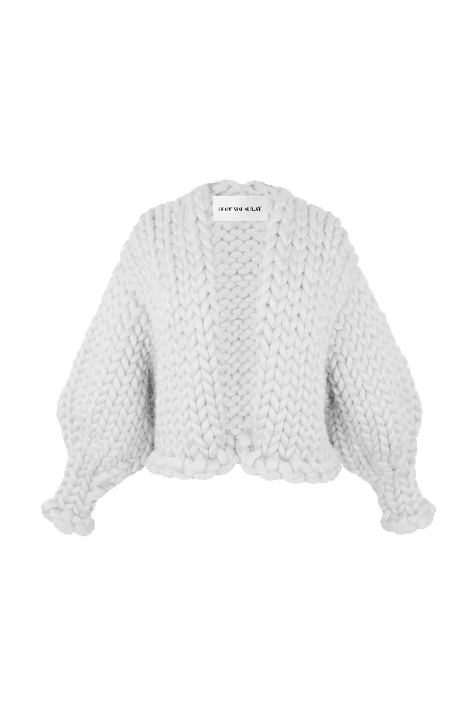 Women's Sleep Cardigans-White Colossal Knit Cardigan