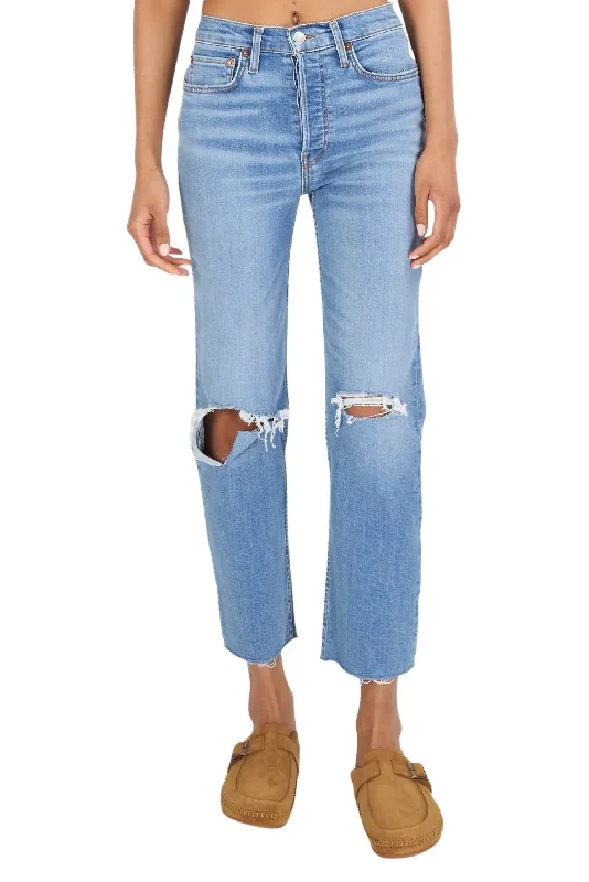 Women's Utility Pants-70S Stove Pipe Jean In Destroyed Dawn