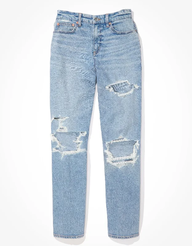 Women's Resort Pants-AE Stretch Ripped Curvy '90s Straight Jean