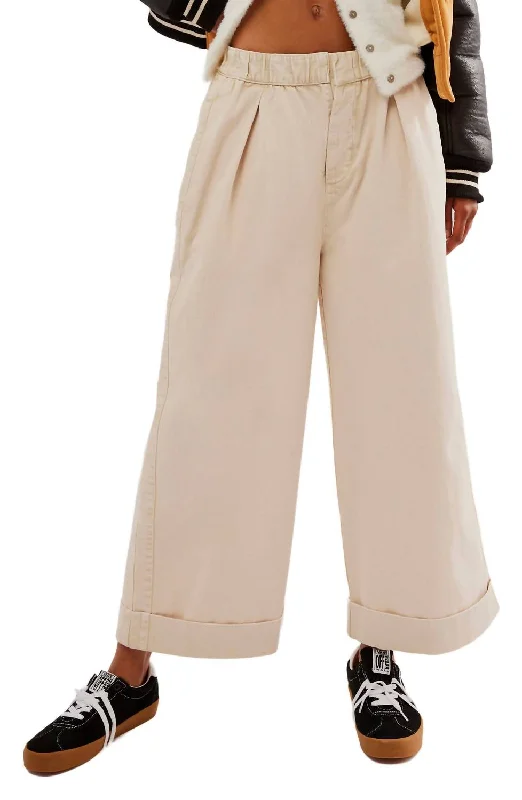 Women's Bell Bottom Pants-After Love Cuff Pant In Sandshell