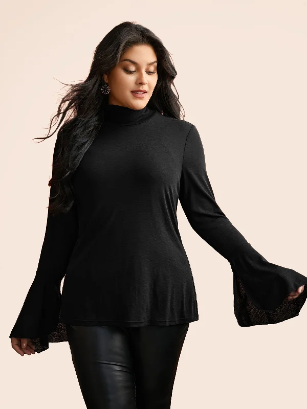 Bell Sleeves Turtleneck T-shirt