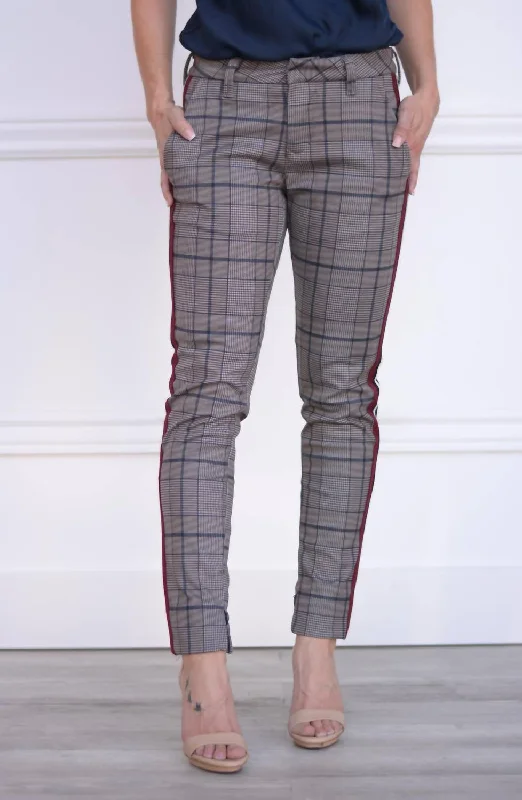 Women's Distressed Pants-Blaire Trouser In Plaid Navy