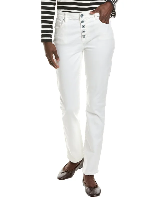 Women's Capri Pants-cabi Button Fly White Straight Jean