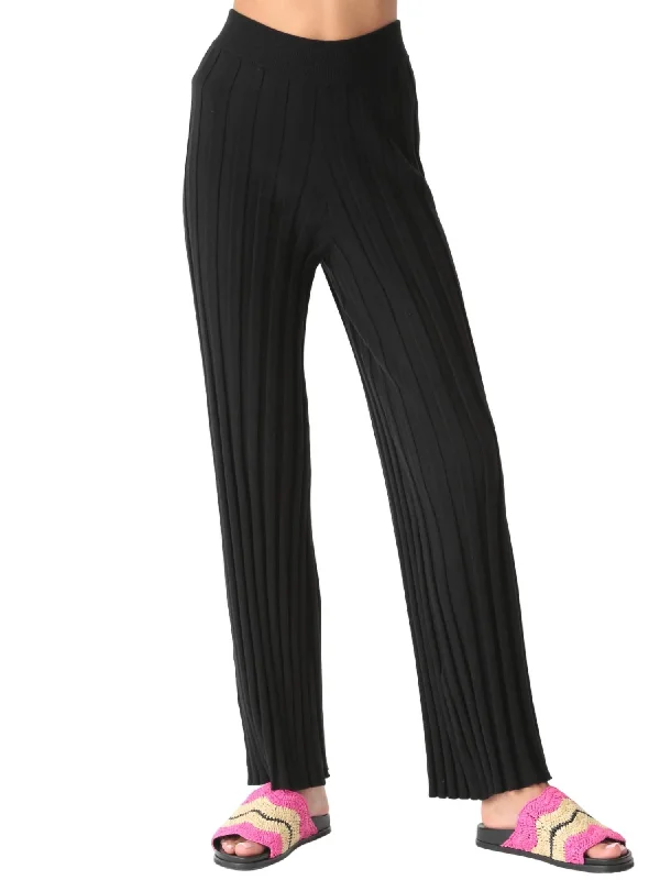 Women's Dress Pants-Carmel Ribbed Knit Pant In Onyx