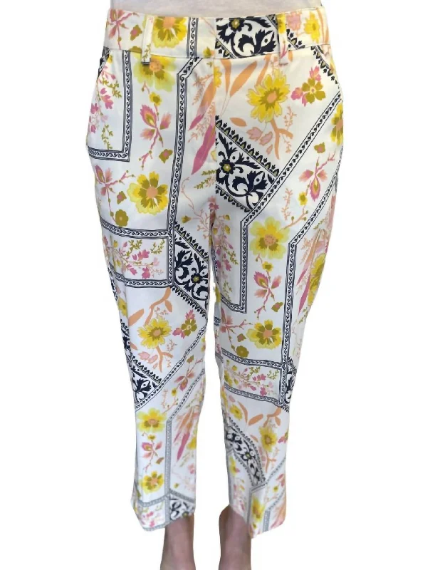 Women's Midi Pants-Clara Stretch Sateen Pants In Multi Color