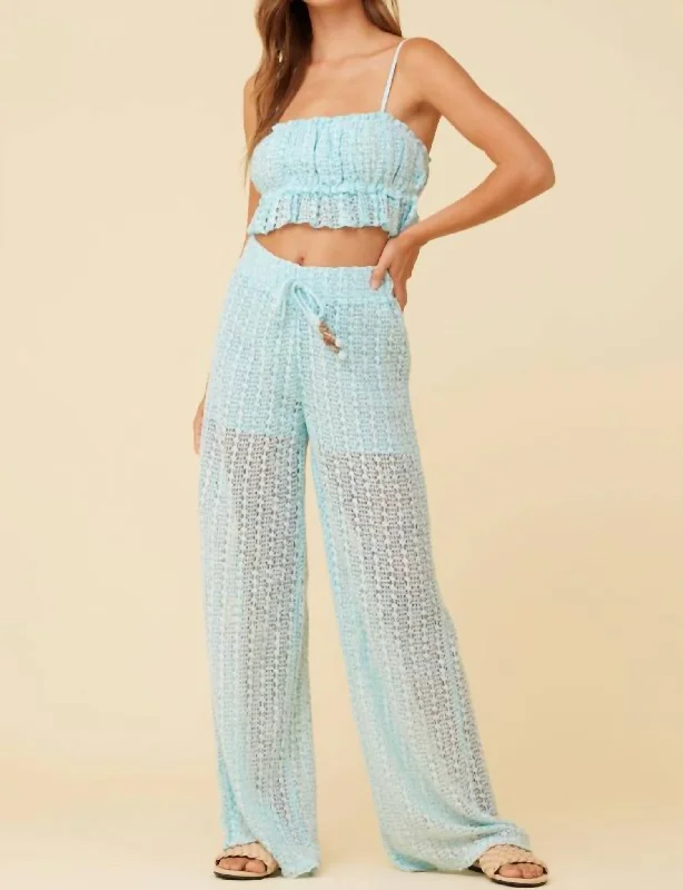 Women's Athletic Pants-Crochet Pants In Blue