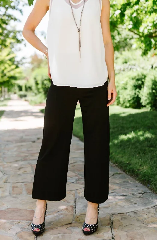 Women's Dressy Pants-Flare Slit Crop Pant In Black