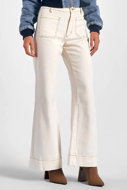 Women's Baroque Print Pants-Grace Jean In White