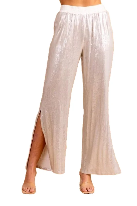 Women's Sequin Pants-Harrison Pant In Silver