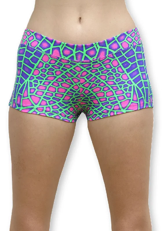 Women's Beach Pants-Hot Pants : Acid Dragonfly