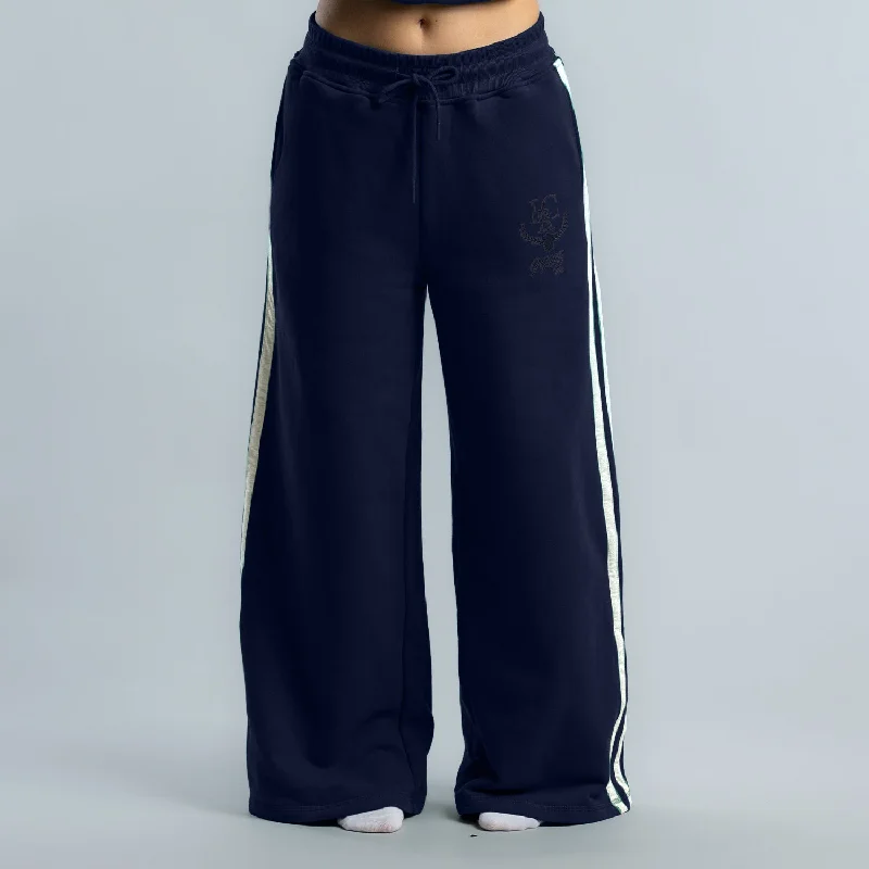 Women's Tapered Pants-Irc Wide Leg Block Track Pant Women's NAVY