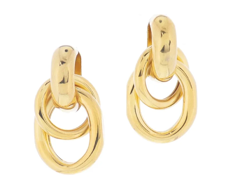 Women's Suit Pants-Jane Marie 18K Gold Plated Interlocked Hoops and Rings Earrings