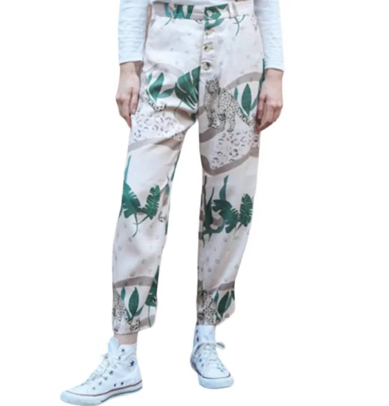 Women's Mid Rise Pants-Jungle D' Amour Pants In Light Cream