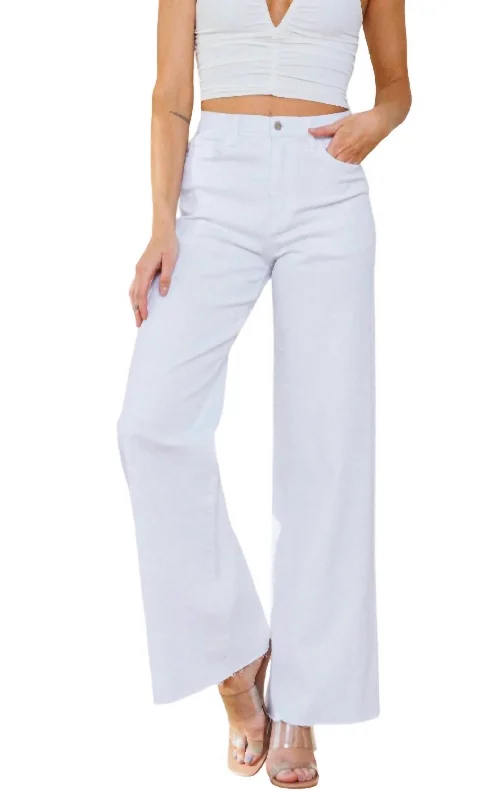 Women's Casual Leggings-Kinsley Mid Rise Ultra Flare Jeans In Le Blanc