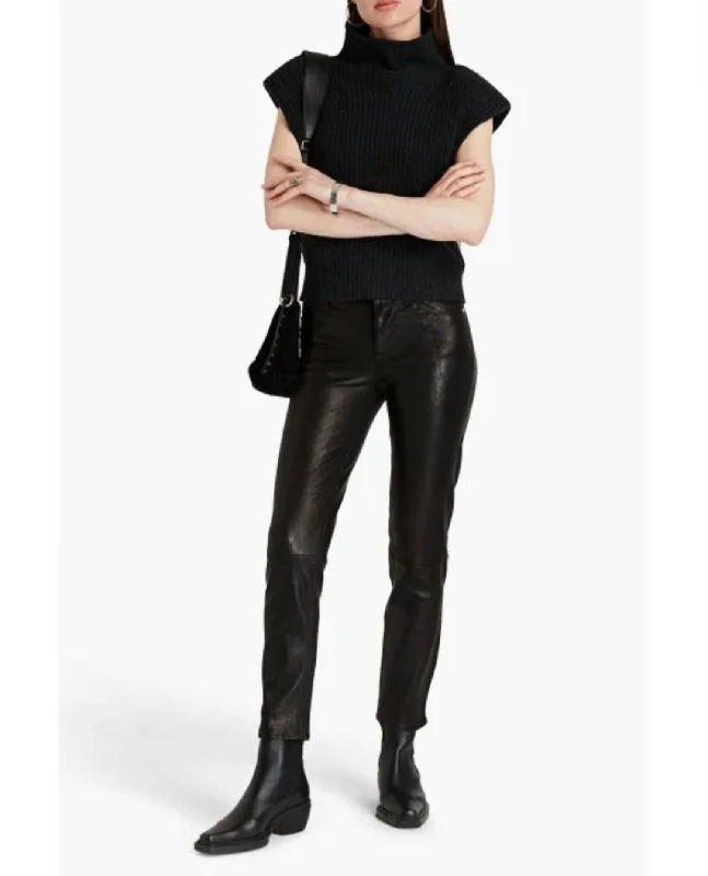 Women's Casual Pants-Le High Leather Pants In Noir