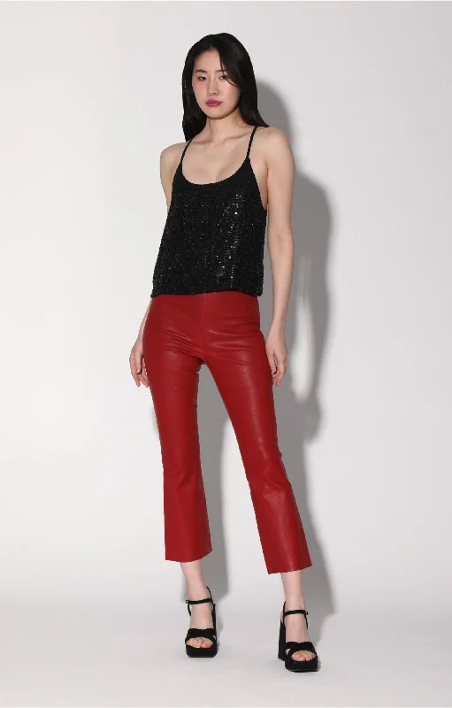 Women's Roll-Up Pants-Lori Pant, Red - Leather