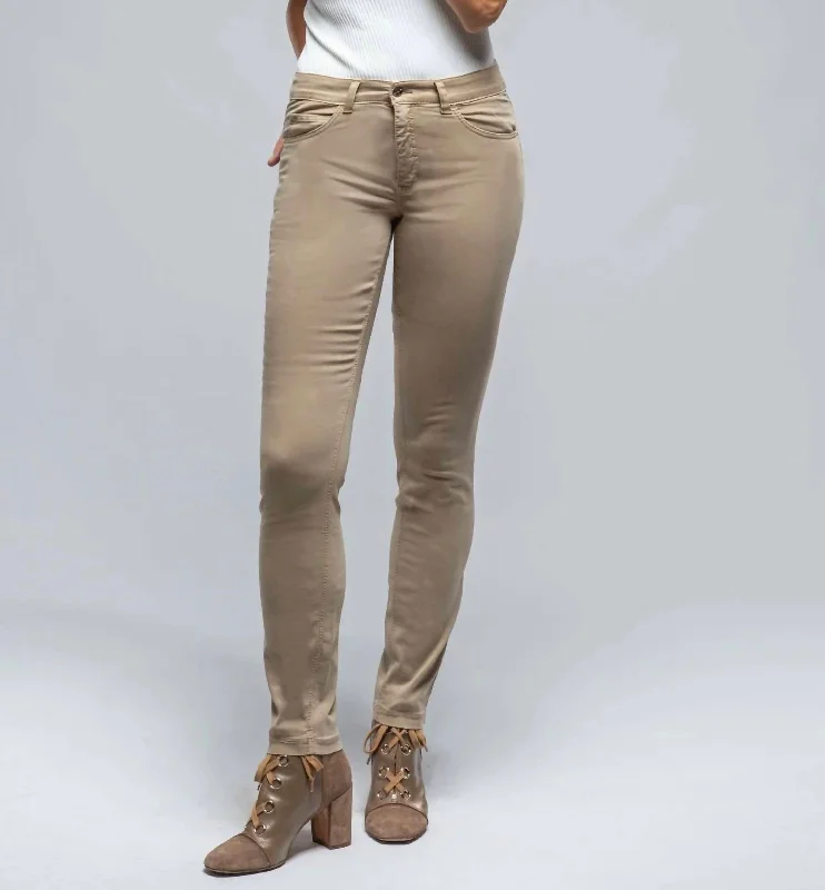 Women's Linen Pants-Mac Dream Skinny Jeans In Stone