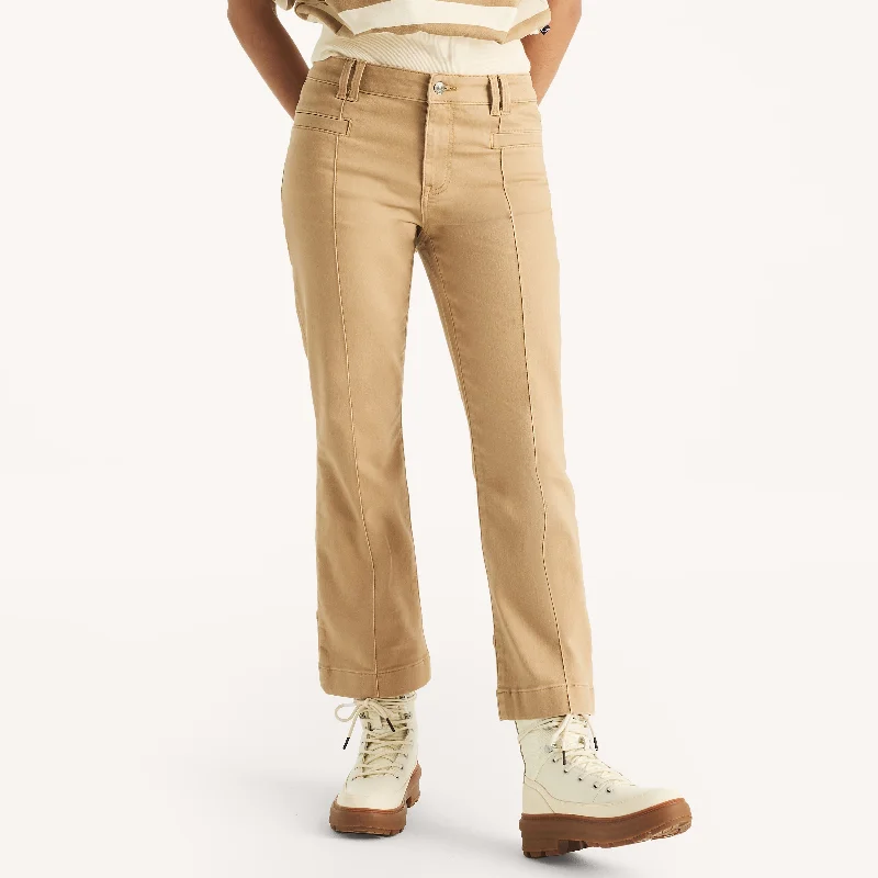 Women's High-Waist Pants-Nautica Womens Sateen Mid-Rise Demi Bootcut Pant