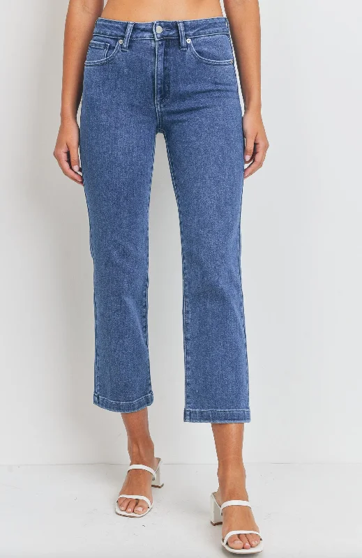 Women's Double Stripe Pants-Oakford Relaxed Straight Jean In Medium Denim