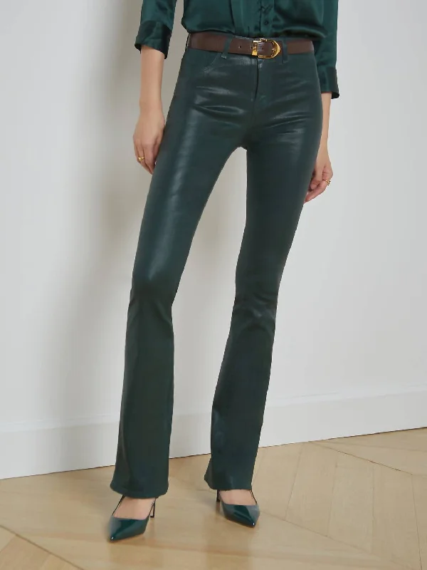 Women's Pegged Pants-Selma Coated Jean In Forest Green