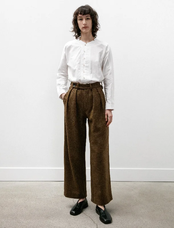 Women's Straight-Leg Pants-Donegal Pleated Trousers Cascade