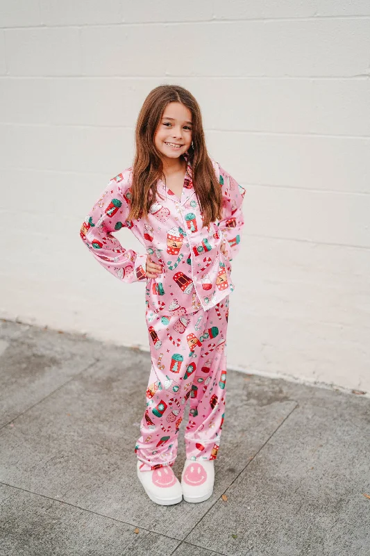 Women's Suit Pants-Kids Stoopher Christmas PJ Top