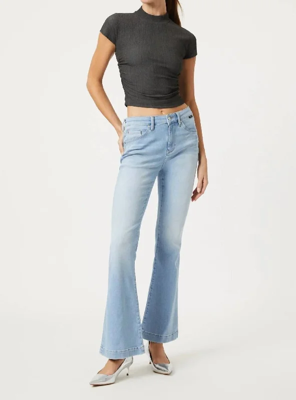 Women's Multi Stripe Pants-Sydney Jeans In Bleach Feather Blue