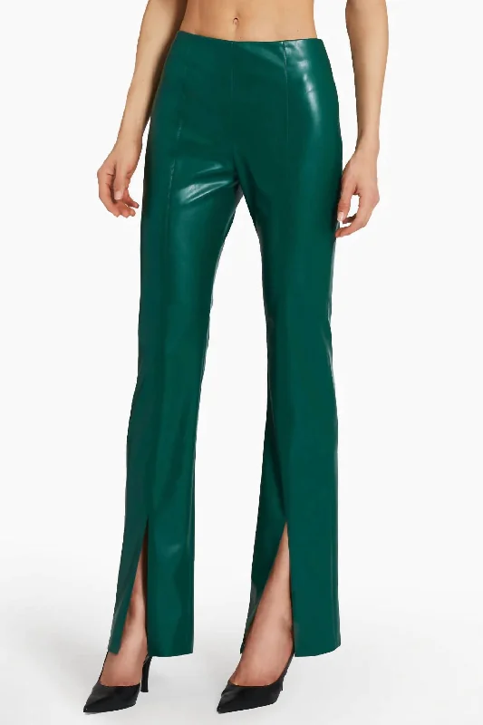 Women's Chino Pants-Tavira Faux Leather Pant In Green