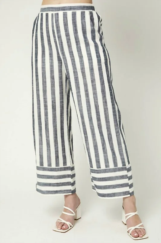 Women's Stretch Pants-The Good Life Stripe Pant In Navy/white