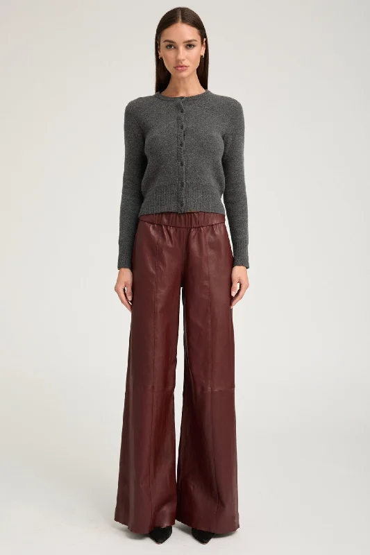 Women's Maxi Pants-Pinot Stretch Leather Wide Leg