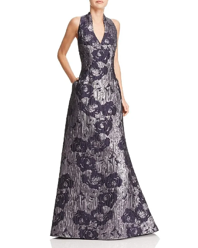 Women's Ruched Evening Gowns-Aidan Mattox - MD1E200784 Sleeveless Metallic Floral Print Gown